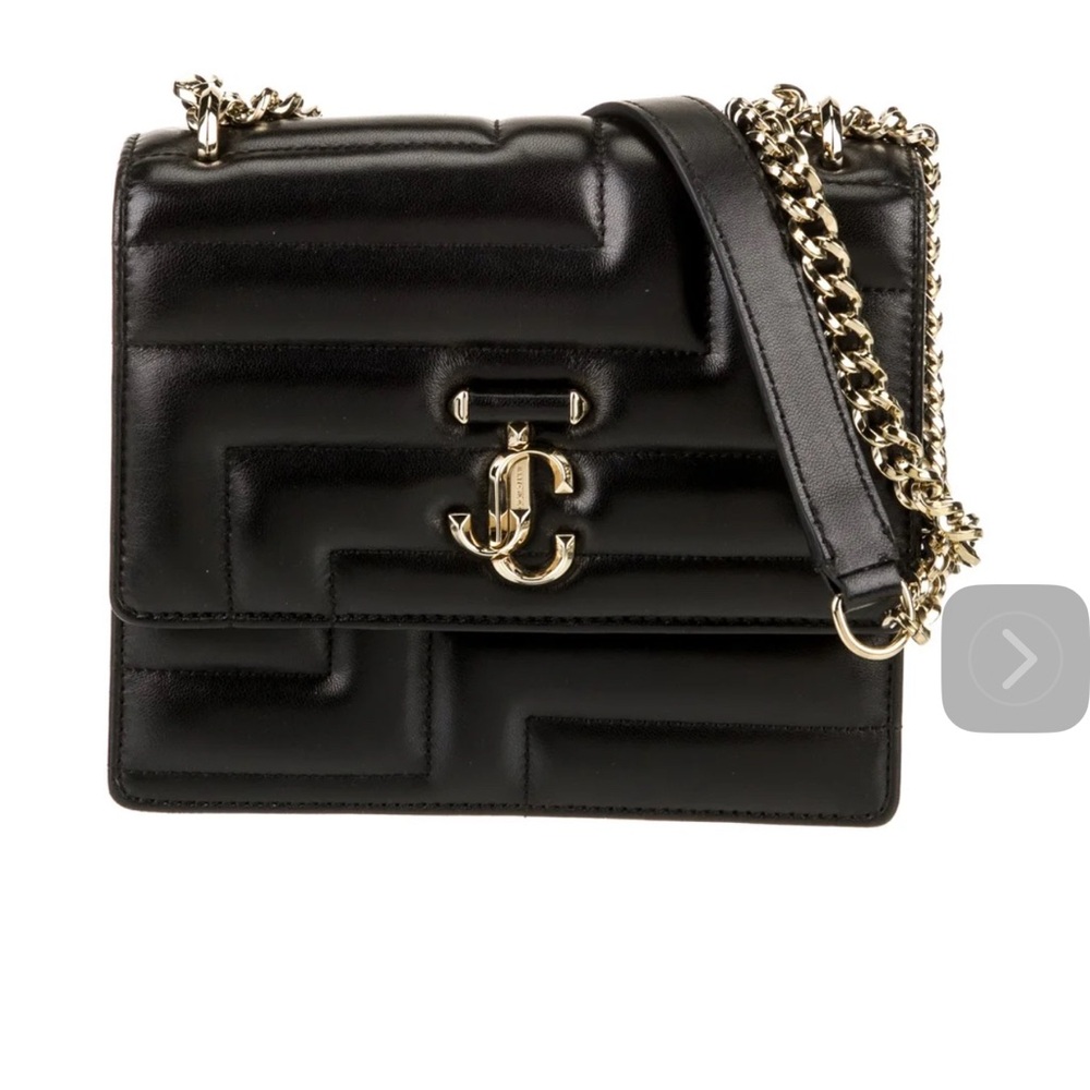 Jimmy Choo Leather Avenue Quad quilted shoulder bag Black Leather, Gold, New - Picture 3 of 13